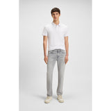 BOSS Orange Stretch Cotton Slim Fit Polo Shirt With Logo Patch In White