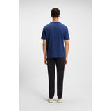 BOSS Orange Stretch-Cotton T-Shirt With Logo Print In Dark Blue