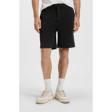 BOSS Orange Terry Drawstring Cotton Shorts With Logo Badge In Black