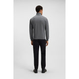 BOSS Orange Terry Zip-Neck Cotton Sweatshirt With Logo Patch In Grey
