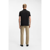 BOSS Orange Zip-Neck Slim-Fit Stretch Cotton Polo Shirt In Black