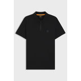 BOSS Orange Zip-Neck Slim-Fit Stretch Cotton Polo Shirt In Black