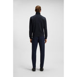 BOSS Orange Zip-Neck Sweatshirt In Cotton Terry With Logo Patch In Dark Blue