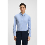 BOSS Slim-Fit Checked Performance Stretch Poplin Shirt In Light Blue
