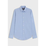 BOSS Slim-Fit Checked Performance Stretch Poplin Shirt In Light Blue