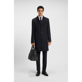 BOSS Slim Fit Wool And Cashmere Coat In Dark Blue