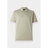 BOSS Striped Collar Slim-Fit Cotton Polo Shirt With Logo In Light Green