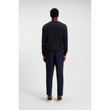 BOSS V-Neck Wool Sweater With Embroidered Logo In Dark Blue