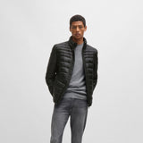 Hugo Boss Water Repellent Padded Jacket With Logo Badge In Black