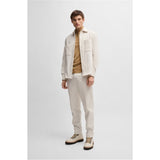 BOSS Zip-Neck Virgin Wool Sweater In Beige