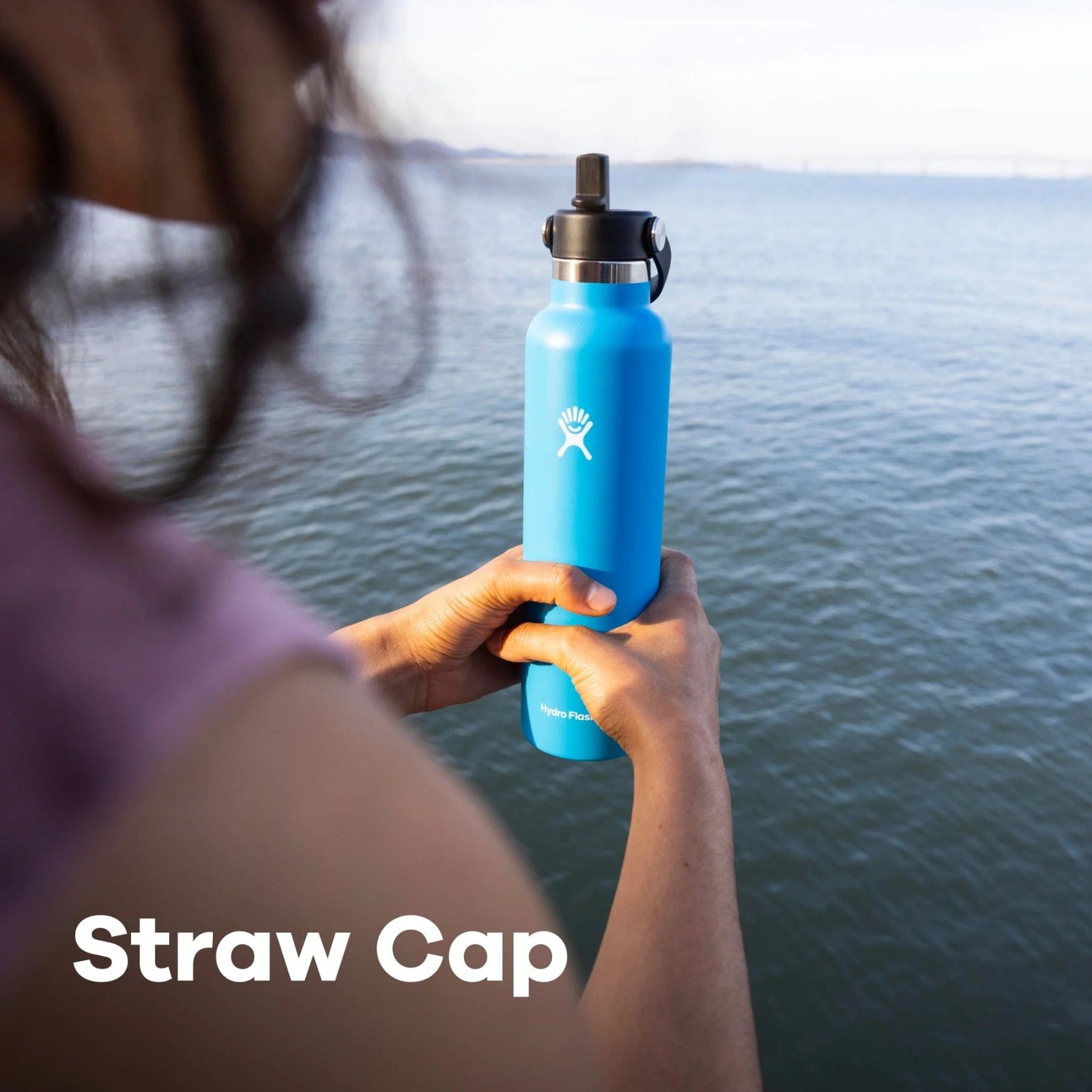 Hydro Flask 21 oz Standard Mouth with Flex Straw Cap In Indigo