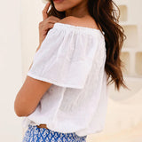 Aspiga Ilana Frill Organic Cotton Gauze Top In White