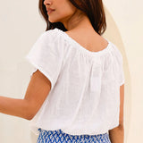 Aspiga Ilana Frill Organic Cotton Gauze Top In White