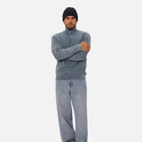 Industrie The Lakewood Zip Neck Knit in Washed Lagoon