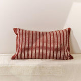 Inside Story Block Stripe Woven Cushion in Red