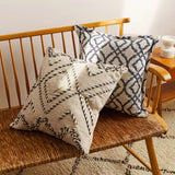 Inside Story Diamond Rope Pattern Cushion in Oyster/Navy
