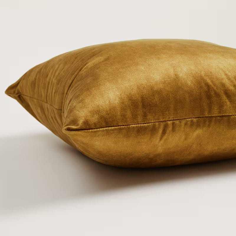 Inside Story Distressed Velvet Cushion in Ochre