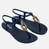 Ipanema Women's Sparkle Gold-Tone Chain Rubber Sandals Navy