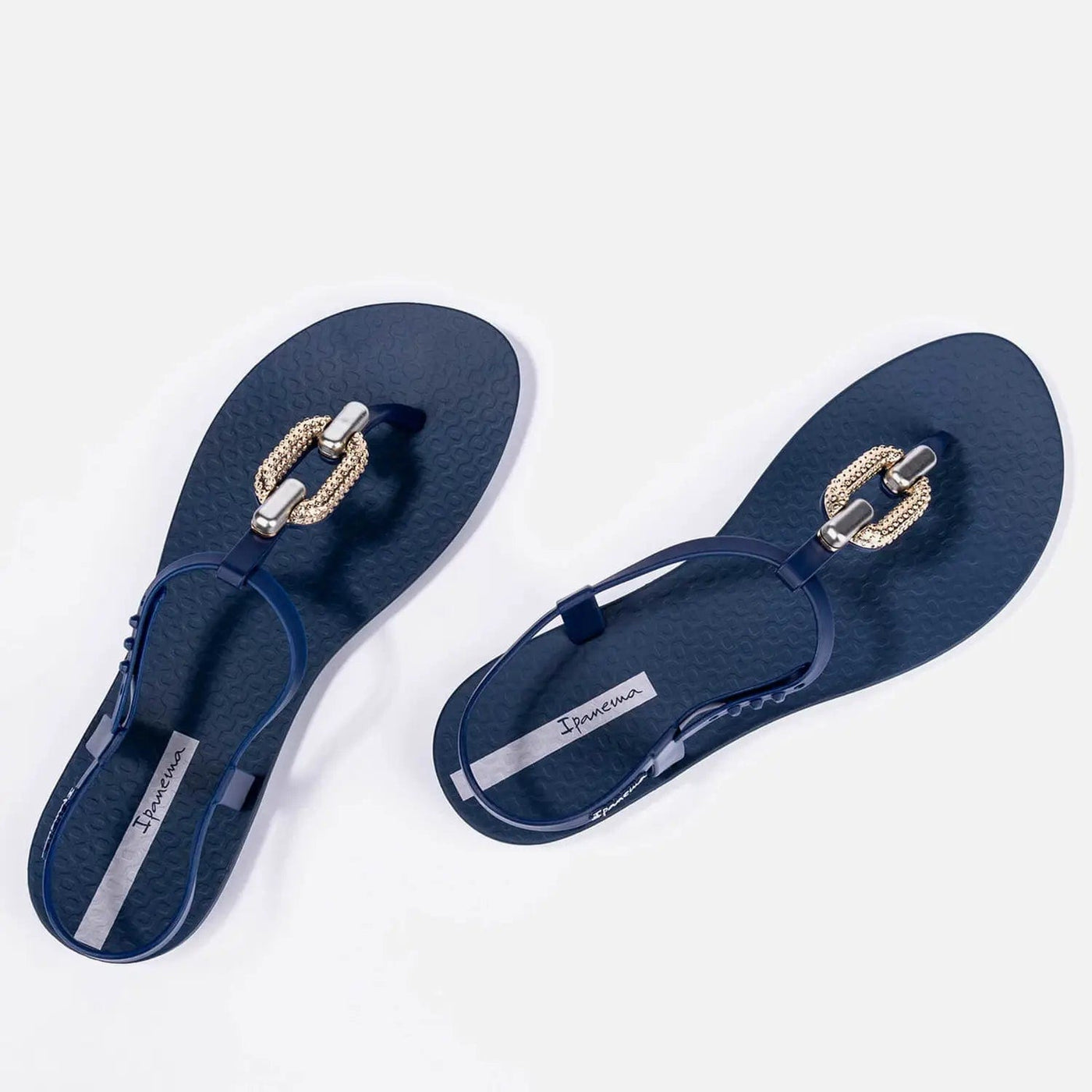 Ipanema Women's Sparkle Gold-Tone Chain Rubber Sandals Navy