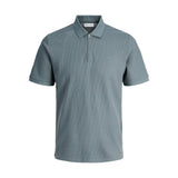 Jack & Jones Austin Zip Polo Shirt In Stormy Weather Grey