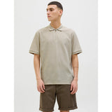 Jack & Jones Eaustin Zip Polo In Moonbeam