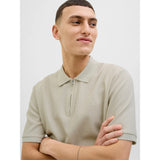 Jack & Jones Eaustin Zip Polo In Moonbeam