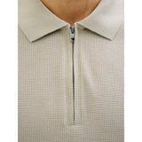 Jack & Jones Eaustin Zip Polo In Moonbeam