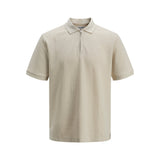 Jack & Jones Eaustin Zip Polo In Moonbeam