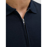 Jack & Jones Eaustin Zip Polo In Navy Blazer