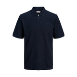 Jack & Jones Eaustin Zip Polo In Navy Blazer
