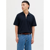 Jack & Jones Eaustin Zip Polo In Navy Blazer