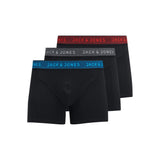 Jack & Jones Jacwaistband Boxer Shorts 3 Pack In Asphalt Black