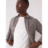Jack & Jones James Mini Check Long Sleeve Shirt In Navy