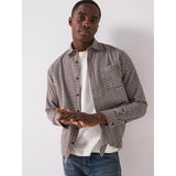 Jack & Jones James Mini Check Long Sleeve Shirt In Navy