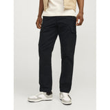 Jack & Jones Kane Barkley Loose Cargo Trousers In Black