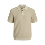 Jack & Jones Knit Polo Shirt In Whitecap Gray