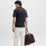 Jack & Jones Knitted Polo In Blue/Night Sky