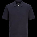 Jack & Jones Knitted Polo In Blue/Night Sky