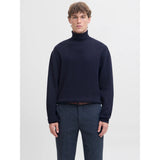 Jack & Jones Knitted Roll Neck Pullover In Naval Academy