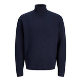 Jack & Jones Knitted Roll Neck Pullover In Naval Academy