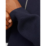 Jack & Jones Plain Knit Quarter Zip In Night Sky