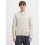 Jack & Jones Plain Knitted Pullover In Cloud Dancer
