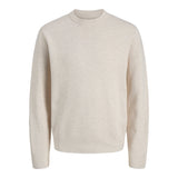 Jack & Jones Plain Knitted Pullover In Cloud Dancer