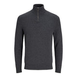 Jack & Jones Plain Quarter Zip Dark Grey Melange