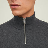 Jack & Jones Plain Quarter Zip Dark Grey Melange