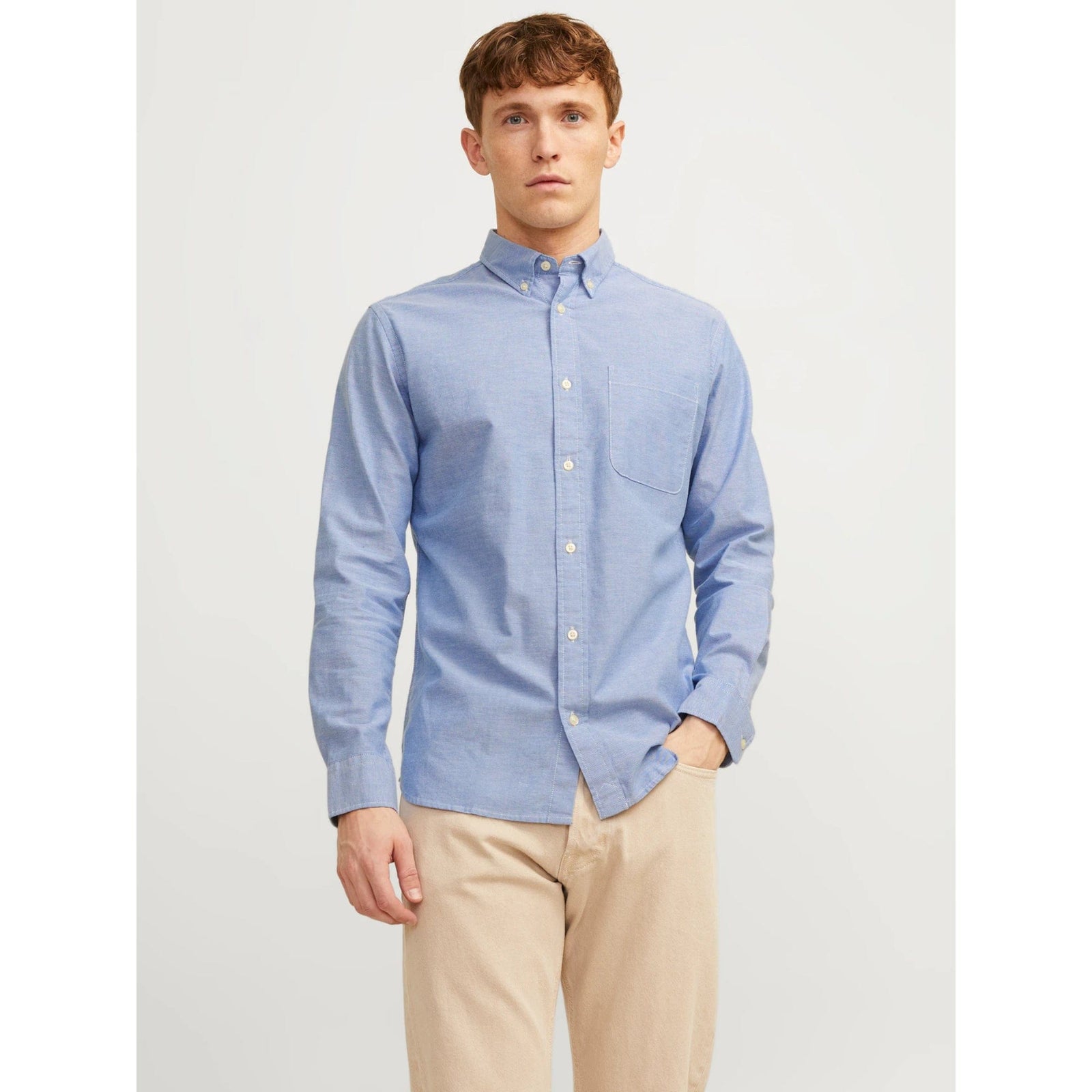 Jack & Jones Slim Fit Oxford Dress Shirt In Cashmere Blue
