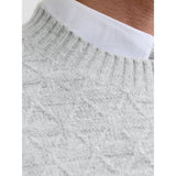 Jack & Jones Structure Knit Pullover In Medium Grey Melange