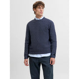 Jack & Jones Structure Knit Pullover In Night Sky