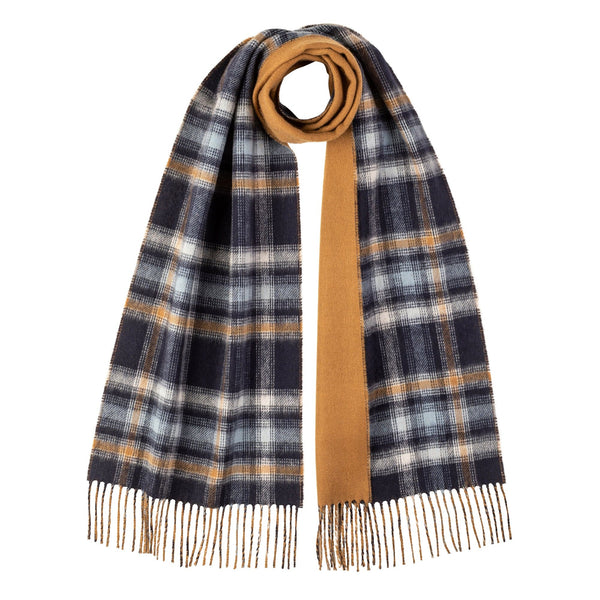 Johnstons Of Elgin Reversible 100% Cashmere Scarf Navy