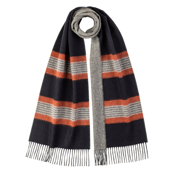 Johnstons Of Elgin Reversible Stripe Cashmere Scarf